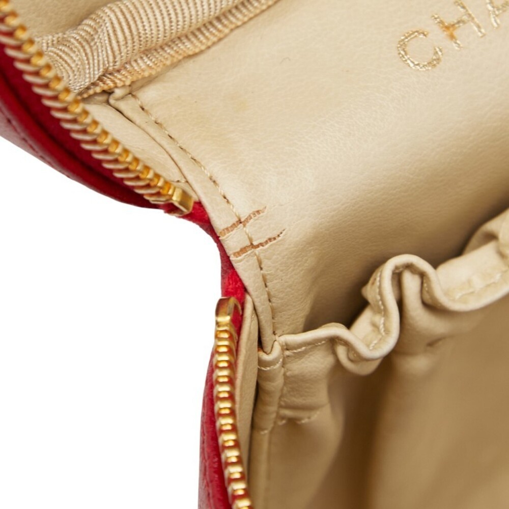 CHANEL Red Caviar Leather Logo Vanity Bag - Picture 8 of 14